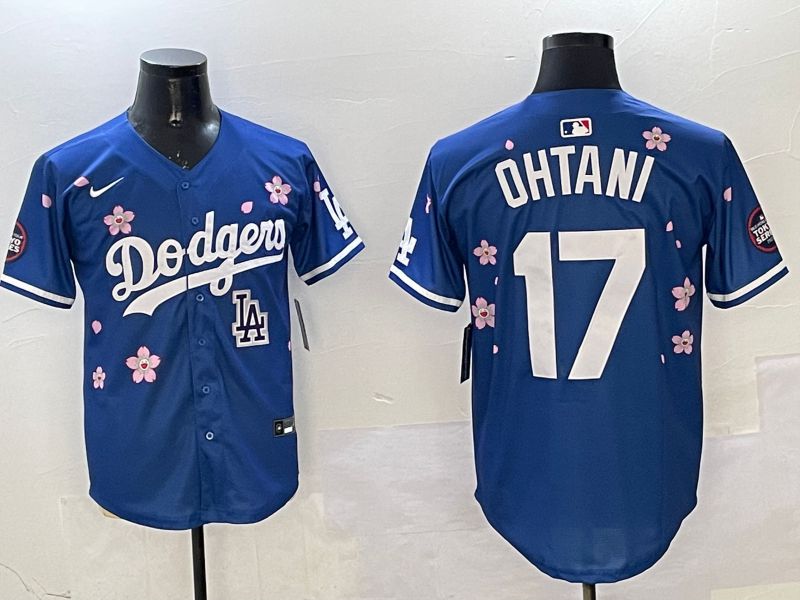 Men Los Angeles Dodgers 17 Ohtani Blue Sakura Edition 2025 Nike MLB Jersey style 1